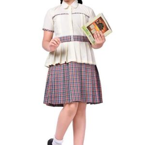 Elegant Cream & Multi-Color Plaid School Uniform for Girls