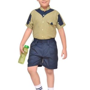 Smart Olive Green Checkered School Uniform Set for Boys